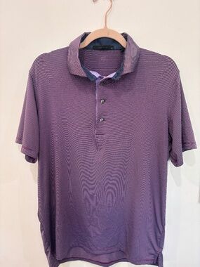 Greyson Saranac Performance Golf Polo Purple Blue Micro Stripe Men’s M
